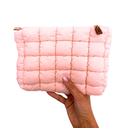 Bolso de cosméticos acolchado rosa claro